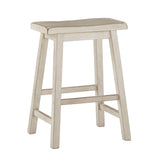 Homelegance By Top-Line Barrett Saddle Seat Counter Height Backless Stools (Set of 2) White Rubberwood