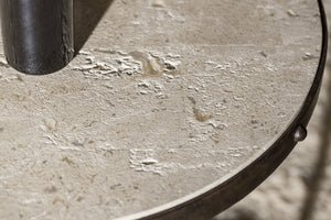 Hooker Furniture Luckenbach End Table With Antique Travertine Top And Cast Iron Scroll Legs — 26" Square Heritage Accent 5960-80113-MTL