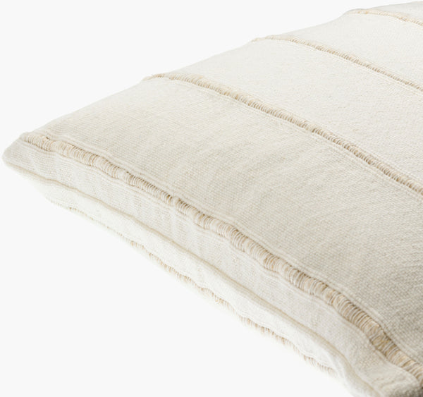 Surya Charleston Luxurious 18" Accent Pillow - Soft Linen & Cotton Blend With Elegant Design For Home Décor Ivory Linen,Cotton,Linen,Cotton Clt001-2222d