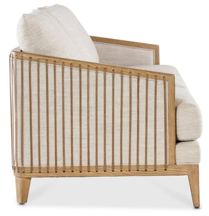 Hooker Furniture Enveyed Stationary Sofa — Classic Linen Performance Upholstery, Cashew Oak Frame, Transitional Biophilic Design SS224-03-413