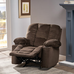 English Elm Christopher Knight Home® - Luxurious Manual Recliner Chair with Skin-Friendly Fabric, Dual Cup Holders, Ergonomic Padded Comfort Chocolate 57578.00CHO