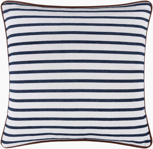 Surya Charlize 18"L X 18"W Country Cottage Accent Pillow – Soft Cotton, Rustic Charm, Easy Care Design Navy Cotton,Cotton Clz001-1818p