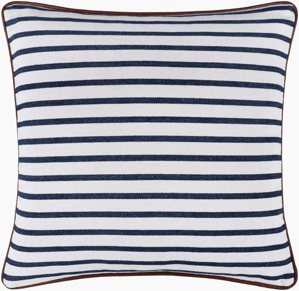 Surya Charlize 18"L X 18"W Country Cottage Accent Pillow – Soft Cotton, Rustic Charm, Easy Care Design Navy Cotton,Cotton Clz001-1818p
