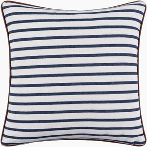 Surya Charlize 18"L X 18"W Country Cottage Accent Pillow – Soft Cotton, Rustic Charm, Easy Care Design Navy Cotton,Cotton Clz001-1818p