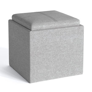 English Elm Rockwood Cube Storage Ottoman - Cloud Grey Modern Design With Multipurpose Tray & Hidden Storage B136P159094-GIGA