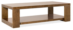 Hooker Furniture Melange Mulholland Oak Coffee Table with Open Shelf and Bronze Accents for Living Rooms 30.00L x 60.00W x 18.00H 628-80605-82