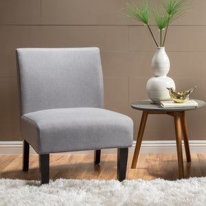 English Elm Accent Chair with Rubberwood Legs Plush Upholstered Seat for Living Room or Bedroom Light Grey 57764.00LGY