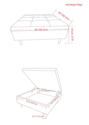 English Elm Shay - Stylish Mid Century Storage Ottoman Coffee Table In Distressed Saddle Brown Faux Leather B136P159258-GIGA