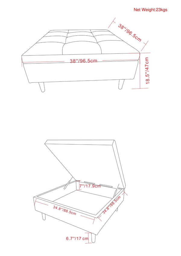 English Elm Shay - Stylish Mid Century Storage Ottoman Coffee Table In Distressed Saddle Brown Faux Leather B136P159258-GIGA