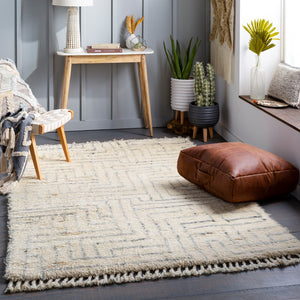 Surya Camille Cme-2300 Handmade 2' X 3' Bohemian Wool & Cotton Rug - Plush Comfort & Elegance For Your Home Cream Nz Wool Cme2302-23