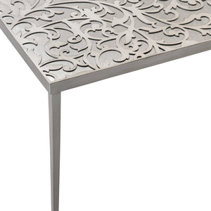 Bernhardt Bernhardt Cornelia Cocktail Table With Glazed Stainless Steel Top, Florentine Acanthus Detail, 44" 331011