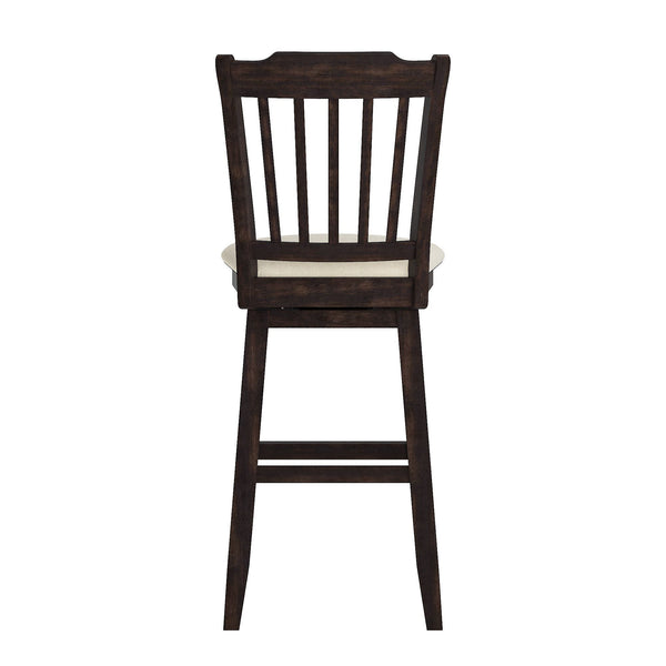Homelegance By Top-Line Juliette Slat Back Bar Height Wood Swivel Bar Stool Black Rubberwood