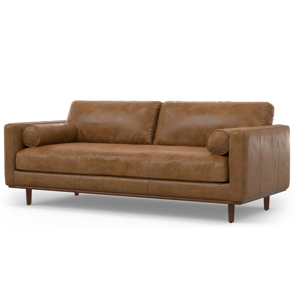 English Elm Morrison 89" Mid-Century Modern Sofa In Caramel Brown Leather - Plush Comfort & Timeless Style B136P159630
