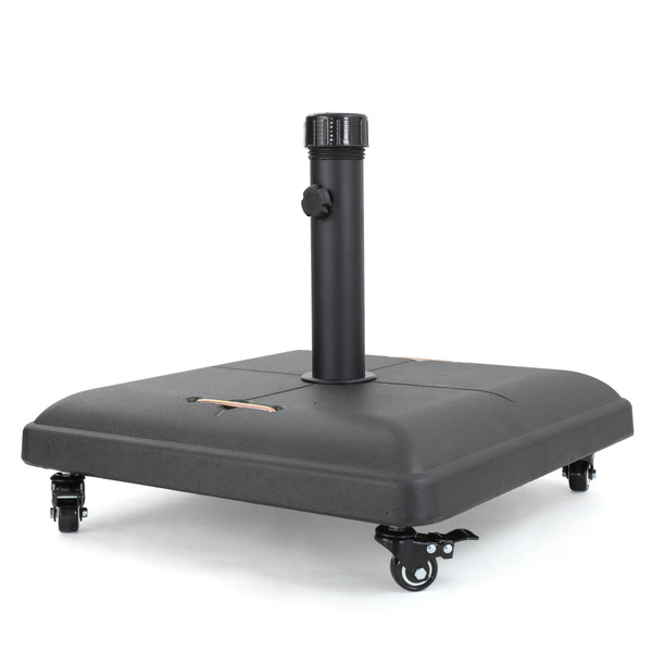 English Elm Christopher Knight Home® - WHEELIE Concrete Umbrella Base Square with Stainless Steel Handle, Fits Up to 11ft Umbrellas, Durable Black 60453.00