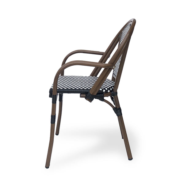 English Elm Bistro Wicker Outdoor Dining Chairs Set of Two with Rust Resistant Aluminum Frame Patio 72905.00BLK