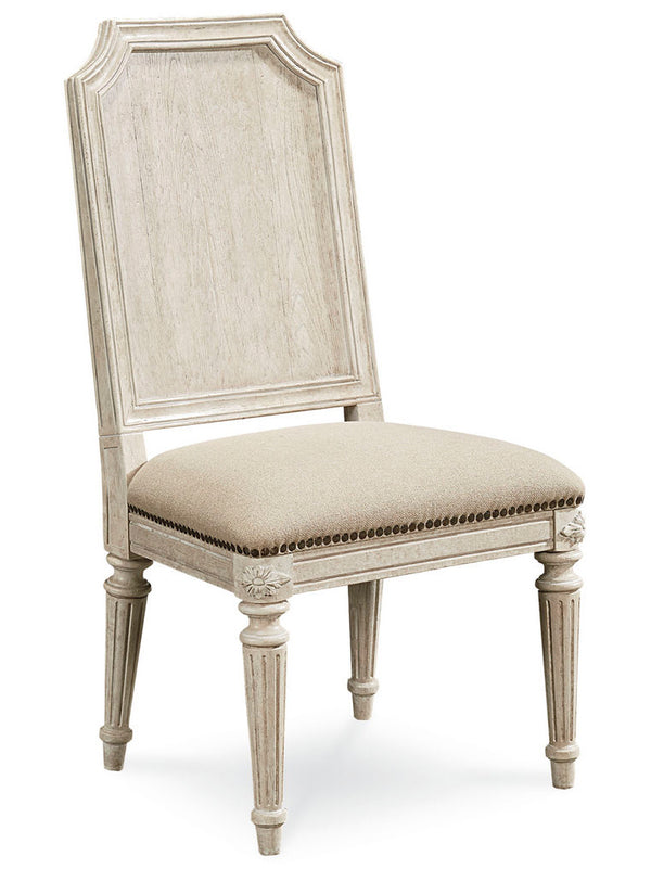 A.R.T. Furniture Arch Salvage Mills Side Chair - Elegant New Traditional Design With Nail Head Trim, Set Of 2 - Set Of 2 Beige, Beige Parrawood Solids,Cathedral Elm Veneers,Foam,Fabric,Metal 233202-2817