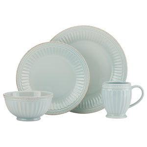 Lenox French Perle Groove Ice Blue 4-piece Place Setting Blue, LT BLUE STONEWARE 856878