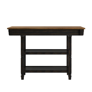 Homelegance By Top-Line Matthieu Two-Tone Antique Kitchen Island Buffet Black Rubberwood