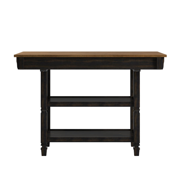 Homelegance By Top-Line Matthieu Two-Tone Antique Kitchen Island Buffet Black Rubberwood