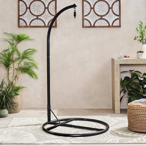 English Elm Durable Freestanding Iron Hanging Chair Stand with Safety Belt for Indoor Outdoor Use 62075.00HNGBLK