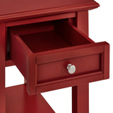 Homelegance By Top-Line Cerie 1-Drawer Side Table with Charging Station Red Wood