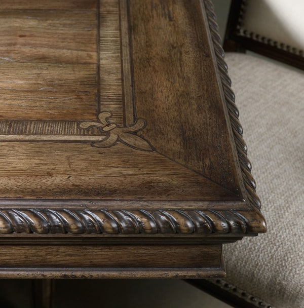 Hooker Furniture Rhapsody Grand Rectangle Dining Table With Scrolled Trestle Base, Reclaimed Walnut Rustic Finish, Seats 8–12 5070-75207