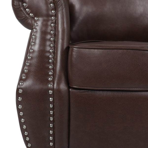 English Elm Club Chair Faux Leather Deep Seat Lounge with Dark Birch Legs for Living Room 71403.00PUDBRN