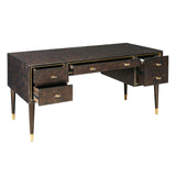 4-Drawer Desk with Charging Port in Chocolate Burl Brown Black with Chocolate Brown Burl finish P301017 Pulaski Furniture