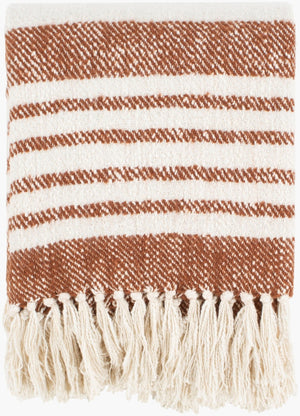 Livabliss Chamonix Hand Woven Fringe Throw Blanket Soft Cotton Blend Bohemian Cottage Accent CMX1001-5060