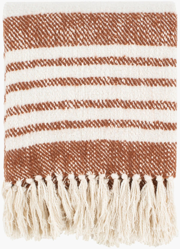 Livabliss Chamonix Hand Woven Fringe Throw Blanket Soft Cotton Blend Bohemian Cottage Accent CMX1001-5060