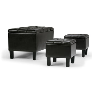 English Elm Dover 3 Piece Storage Ottoman Set In Tanners Brown - Stylish Seating & Hidden Storage Solution! B136P158206