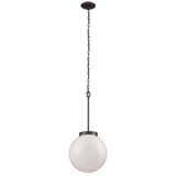 Beckett 12'' Wide 1-Light Mini Pendant - Oil Rubbed Bronze with White Glass CN120041 Thomas