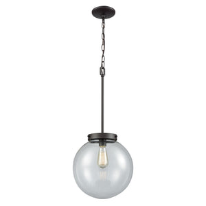 Beckett 12'' Wide 1-Light Mini Pendant - Oil Rubbed Bronze with Clear Glass CN129041 Thomas