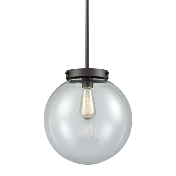 Beckett 12'' Wide 1-Light Mini Pendant - Oil Rubbed Bronze with Clear Glass CN129041 Thomas