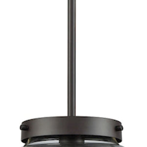 Beckett 12'' Wide 1-Light Mini Pendant - Oil Rubbed Bronze with Clear Glass CN129041 Thomas