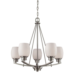 Casual Mission 22'' Wide 5-Light Chandelier - Brushed Nickel CN170522 Thomas