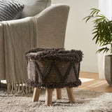 Christopher Knight Home® - Noble House - Roja Handcrafted Boho Fabric Stool with Metal Accents