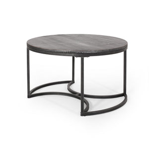 English Elm Christopher Knight Home® - COFFEE Modern Industrial Nesting Table Set — Wire‑Brushed Firwood Tops with Sturdy Iron Frame Durable Style Black+Silver 67141.00