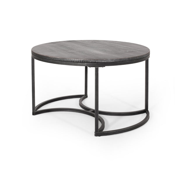 English Elm Christopher Knight Home® - COFFEE Modern Industrial Nesting Table Set — Wire‑Brushed Firwood Tops with Sturdy Iron Frame Durable Style Black+Silver 67141.00