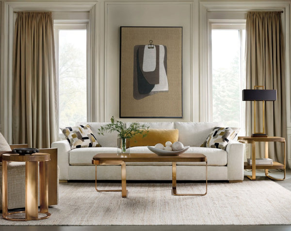 Hooker Furniture Eleana Light Caramel Walnut End Table With Sunlit Bronze Base, Sculptural Shelf For Stylish Storage 7252-80313-85