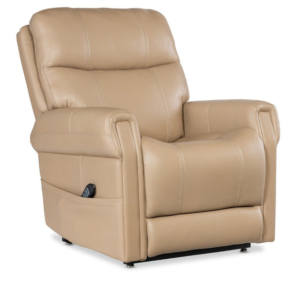 Hooker Furniture Carroll Ultra-Soft Sorrento Sand Power Recliner With Lift, Motorized Headrest & Lumbar Support RC603-PHLL4-082
