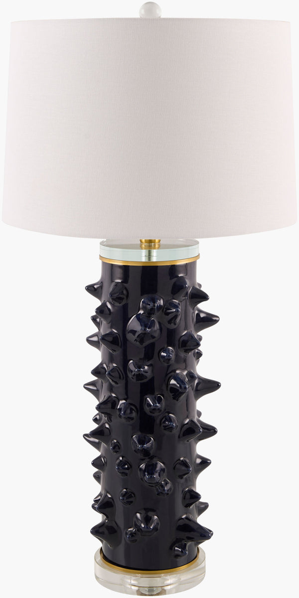 Surya Canary 31" Vibrant Accent Table Lamp - Global-inspired Design With Linen Shade & Resin Body Body, Black,Shade, White,Finial, Metallic ,Brass,Harp, Metallic ,Gold,Cord, Translucent Ceramic,Linen,Linen,Linen,Plastic,Iron Cna-001