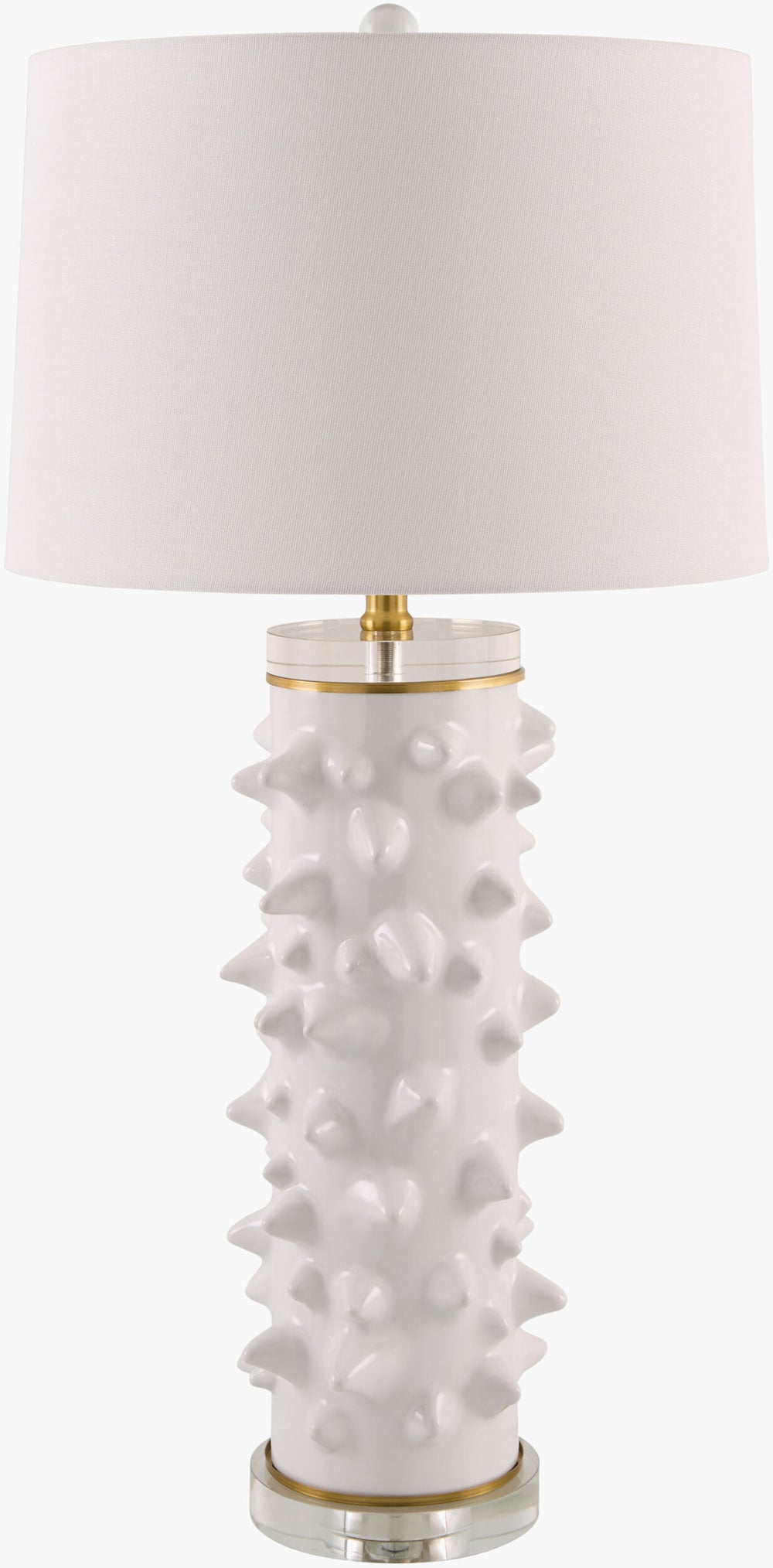 Surya Canary 31" Vibrant Accent Table Lamp - Global-inspired Design With Linen Shade & Resin Body Body, White,Shade, White,Finial, Metallic ,Brass,Harp, Metallic ,Gold,Cord, Translucent Ceramic,Linen,Linen,Linen,Plastic,Iron Cna-002