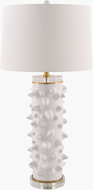 Surya Canary 31" Vibrant Accent Table Lamp - Global-inspired Design With Linen Shade & Resin Body Body, White,Shade, White,Finial, Metallic ,Brass,Harp, Metallic ,Gold,Cord, Translucent Ceramic,Linen,Linen,Linen,Plastic,Iron Cna-002