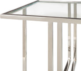 Canberra CNB-001 17"H x 44"W x 21"D Coffee Table CNB-001  Top: Clear; Base: Metallic - Silver Surya