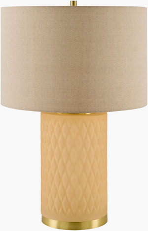 Livabliss Cancale Arts and Crafts Glass Body Iron Base Table Lamp with Warm Linen Shade CNC-003