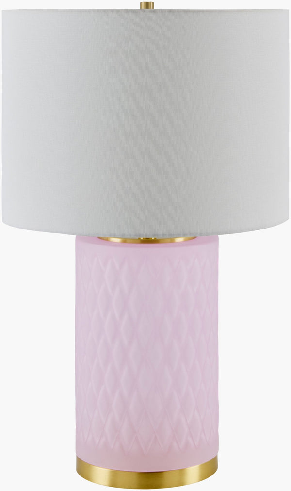 Livabliss Cancale Arts and Crafts Glass Body Table Lamp with Iron Base and Linen Shade CNC-004