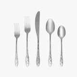 Cambridge Devyn 20-Piece Stainless Steel Flatware Set, Hammered Mirror Finish, 25-Year Warranty