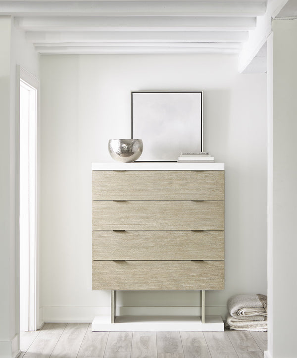 Bernhardt Bernhardt Solaria Tall Drawer Chest Reimagined: Rustic-Modern Oak & Nickel Accents, Vertical Storage Artistry 310117