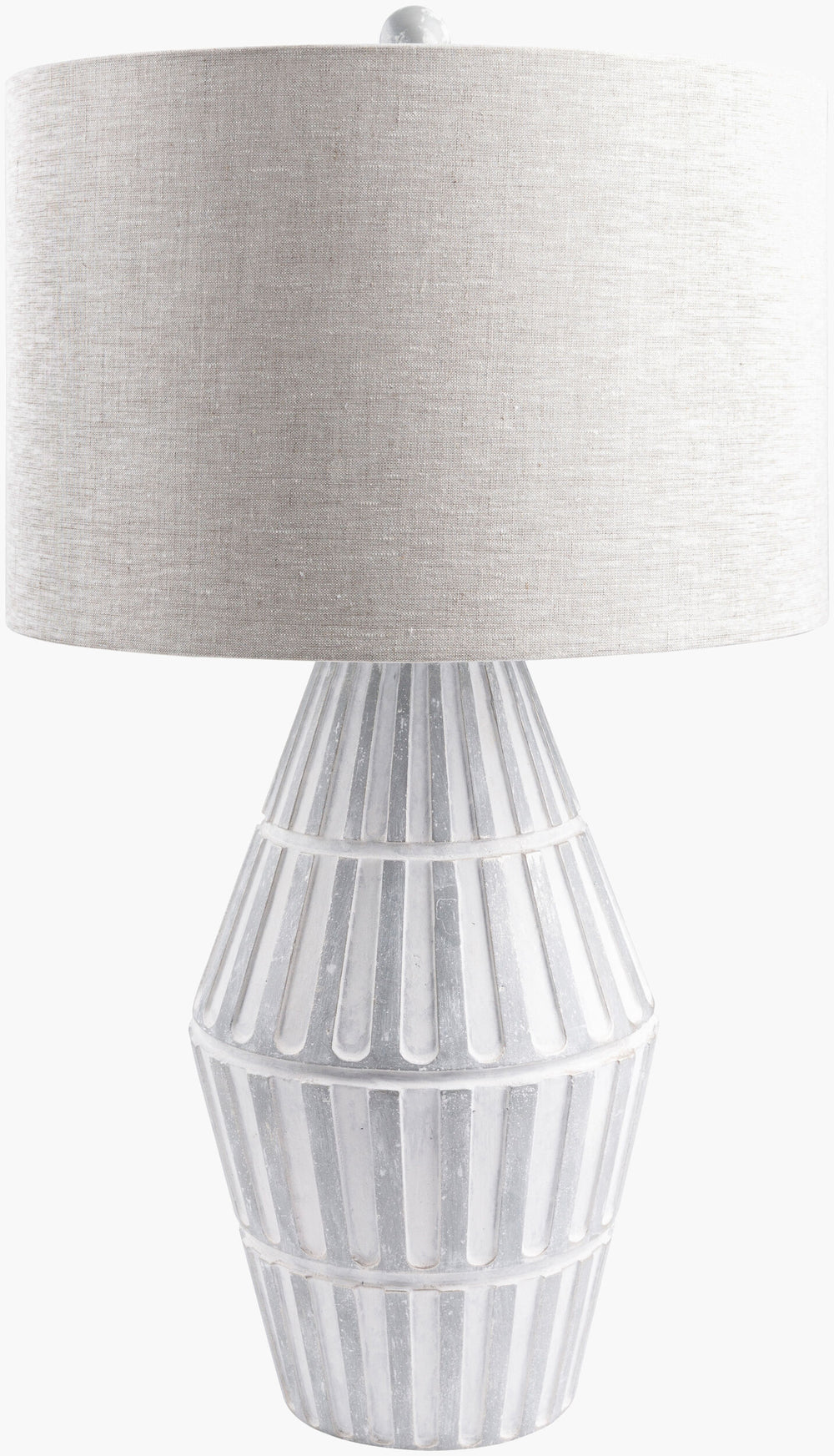 Surya Conflux Traditional Accent Table Lamp - 29" Elegant Design With Durable Cement And Linen Shade Body, Gray,Shade (Outside), Gray,Shade (Inside), White,Finial, Gray,Harp, Metallic ,Nickel,Cord, Translucent Cement,Linen,Polyester,Plastic Cnf-001